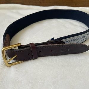 Vineyard Vines Belt Mens Size 30" Hockey Sticks Theme Woven Canvas Leather Blue